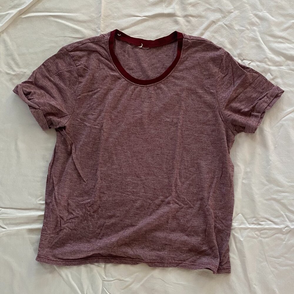 Maroon and White fine Stripped T-Shirt